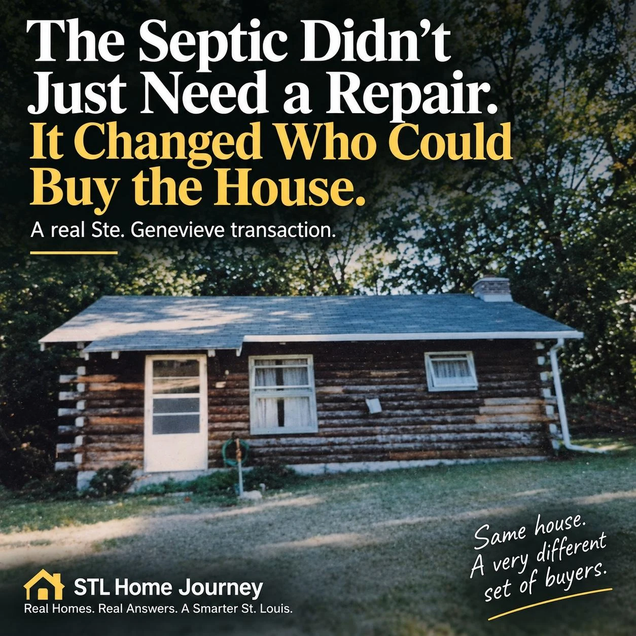 Graphic showing how a failing septic system changed the central question from repair cost to who could realistically buy the property
