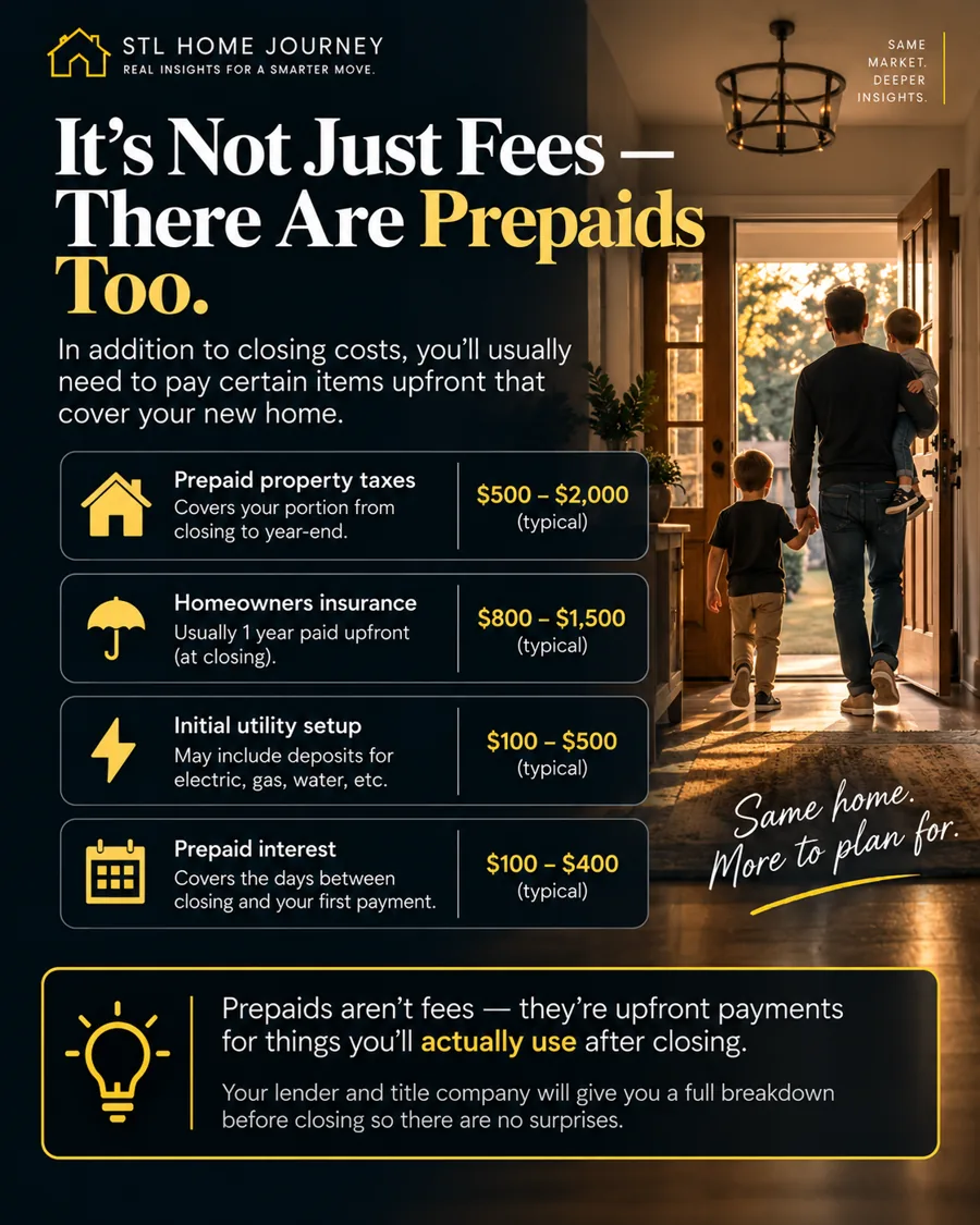 It's not just fees — prepaids too: prepaid property taxes, homeowners insurance, utility setup and prepaid interest