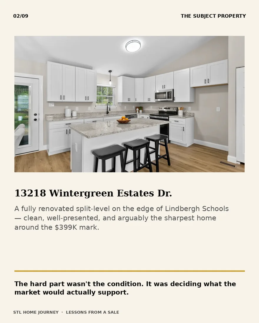 The subject property — 13218 Wintergreen Estates Dr, renovated split-level