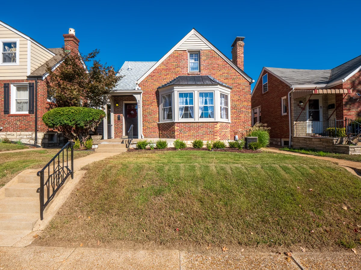 Brick bungalow with a bay window in South City St. Louis